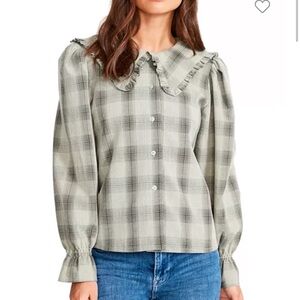 STEVE MADDEN Seasons change collared plaid blouse